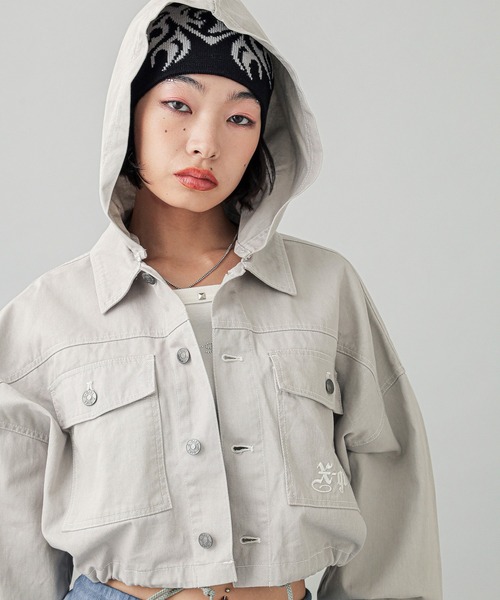 X-girl ブルゾン アウター 2WAY CROPPED JACKET レディース