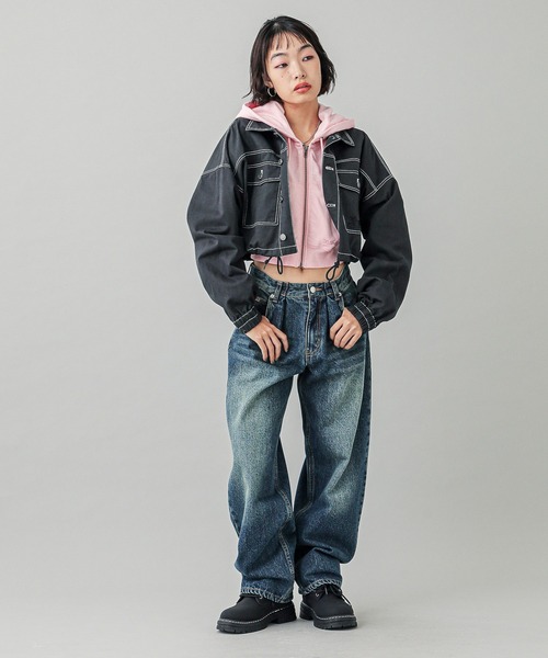 X-girl ブルゾン アウター 2WAY CROPPED JACKET レディース
