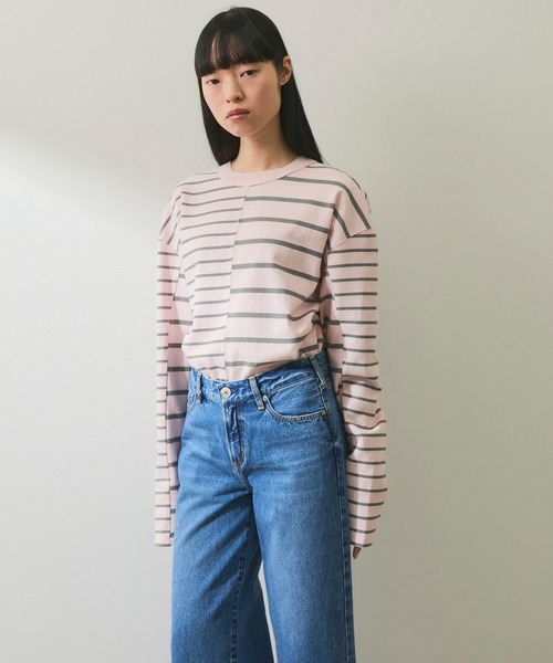 アダムエロペ ☆ボーダーTシャツ adam et Rope 装飾付 ネックレス ボーダー Tシャツ カットソー