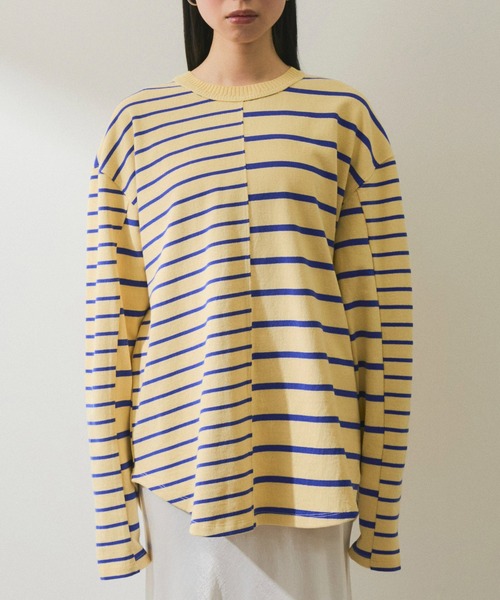 ADAM ET ROPE'（アダムエロペ） tシャツ 「WEB限定」MIXボーダーバス