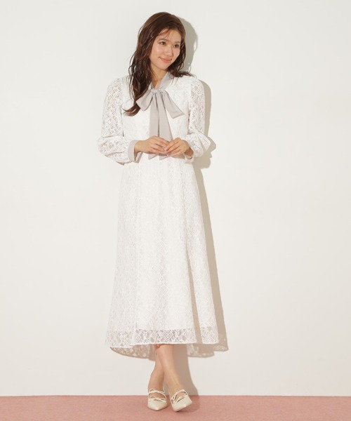 ジャスグリッティー●未使用タグ付●総花柄チュールレースフレアワンピース ボウタイ JILL by JILL STUART（ジルバイジルスチュアート） ワンピース
