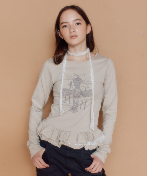 tシャツ MM KU HEART ロングスリーブTシャツ レディース aimoha tシャツ パンダ刺繍ロングスリーブTシャツ レディース