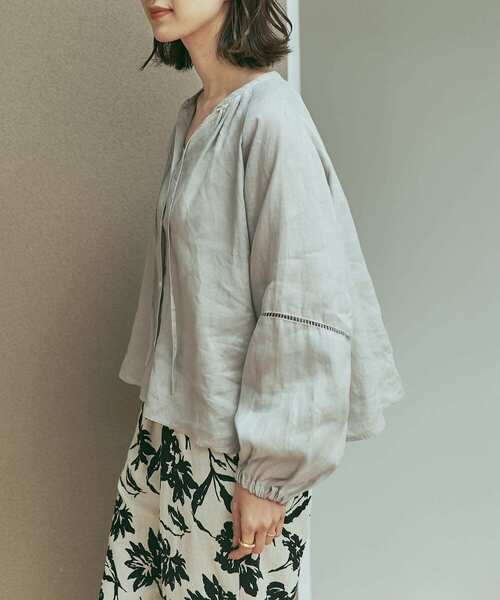 URBAN RESEARCH DOORS tシャツ リネンハシゴレースブラウス
