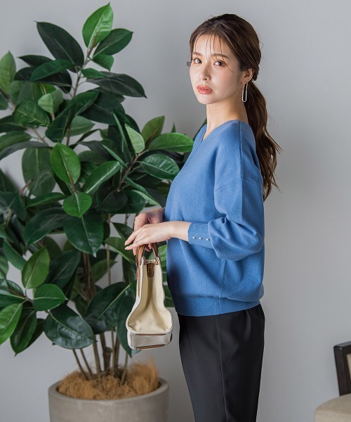 「VICKY」 Vネックニット M ベージュ レディース_画像6