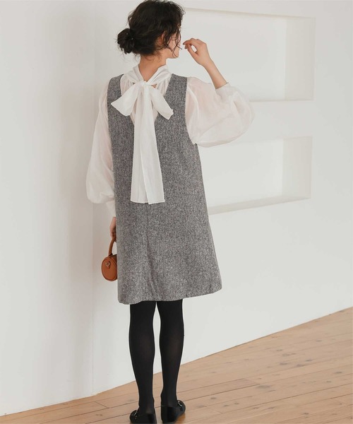 titivate（ティティベイト） ジャンパースカート Vネックツイード