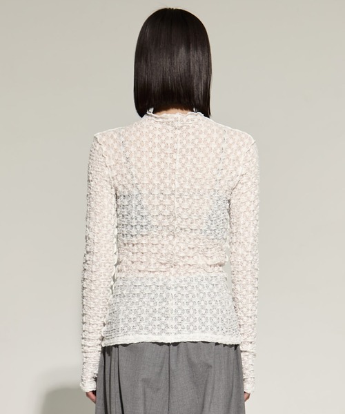 tシャツ 「STUDIOUS/ステュディオス」マトンスリーブストレッチレーストップ レディース STUDIOUS tシャツ 「STUDIOUS/ステュディオス」Stretch Lace