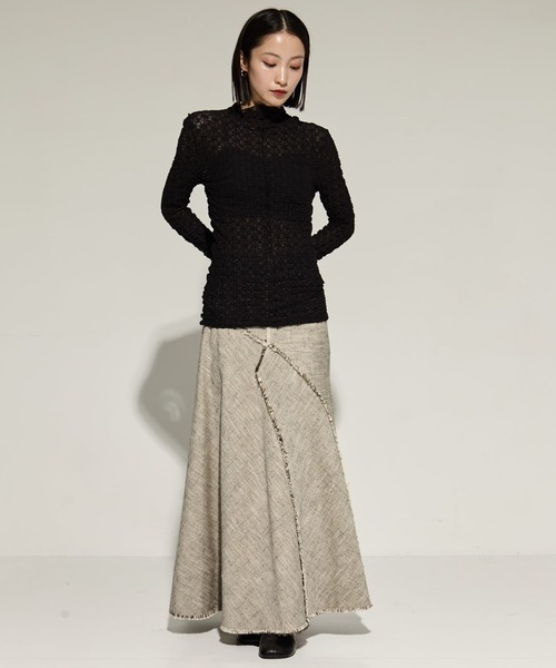 tシャツ 「STUDIOUS/ステュディオス」マトンスリーブストレッチレーストップ レディース STUDIOUS tシャツ 「STUDIOUS/ステュディオス」Stretch Lace