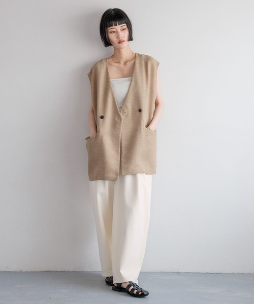 ファイト　ジレ　ベスト　リネン リネンライクバックスリットジレ ジレ ベスト[品番：PRTW0004196