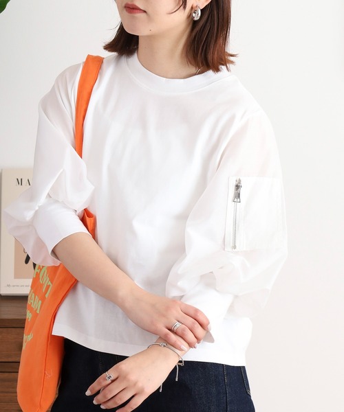 tシャツ EGLANTINE 袖ＭＡ-１切り替えカットソー レディース