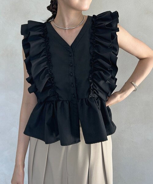 ブラウス シャツ 「ZOZO限定」リボンショルダードットペプラムブラウス レディース tocco closet ブラウス シャツ 「ZOZO限定」サイドリボンドット