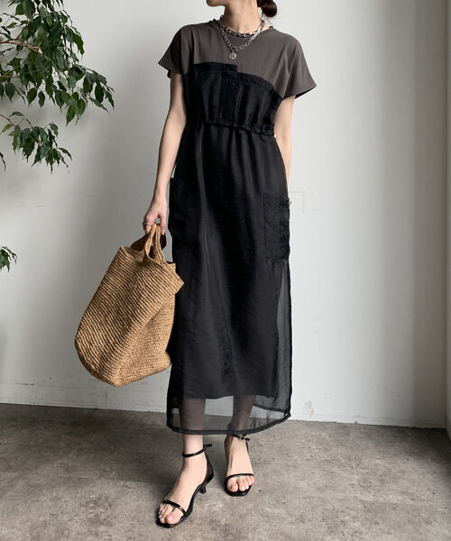 【美品】Doudou ベロアワンピース WEB限定 DouDou ワンピース 「WEB限定」シアー切替ワンピース : ZOZOTOWN