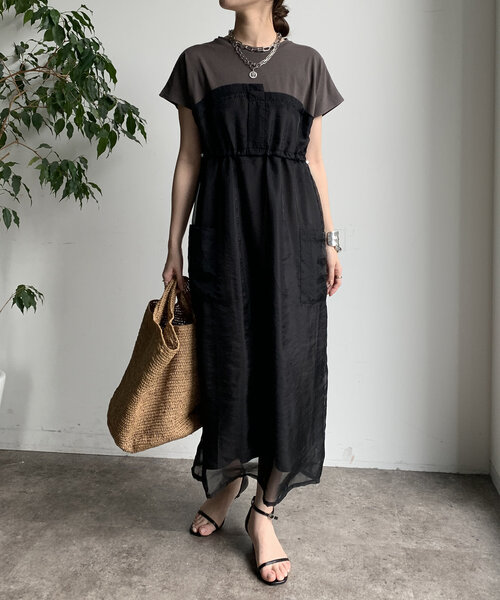 【美品】Doudou ベロアワンピース WEB限定 DouDou ワンピース 「WEB限定」シアー切替ワンピース : ZOZOTOWN