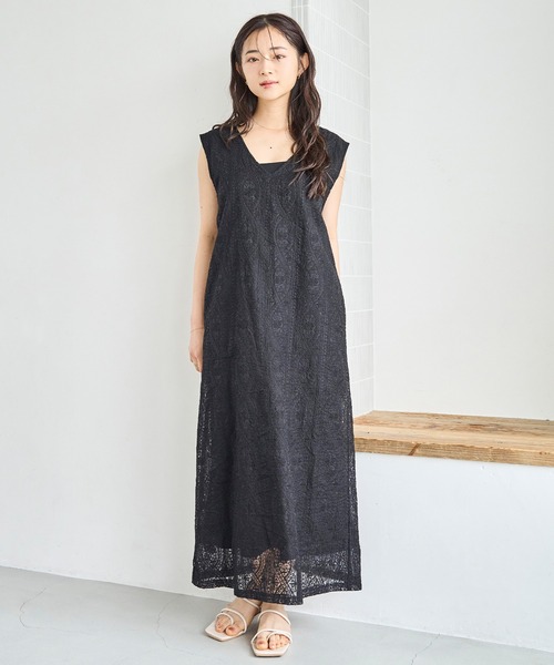 mil（ミル） ワンピース エンブロイダリーレース ノースリーブ