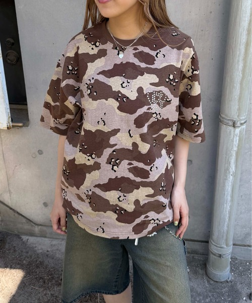 【即日発送】ラインストーントップス　メンズ　レディース 973 セール】ラインストーンロゴワンショルトップス/ロンT（Tシャツ