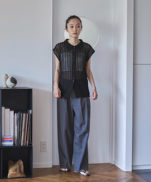 大人気完売　Pois ポワ ♡ メッシュ カーディガン ブラック PAGEBOY カーディガン ZIPメッシュカーディガン レディース