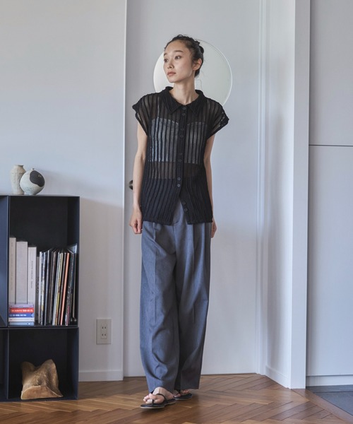feepur（フェピュール） カーディガン 半袖 メッシュポロカーディガン