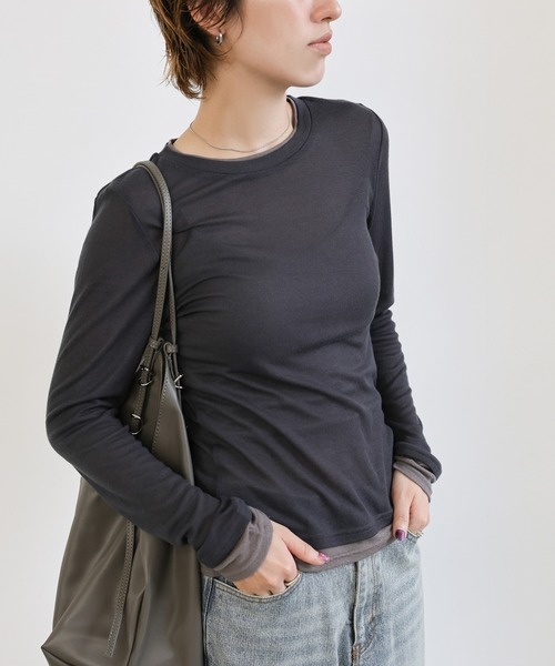 select MOCA（セレクトモカ） tシャツ フェイクレイヤードシアー