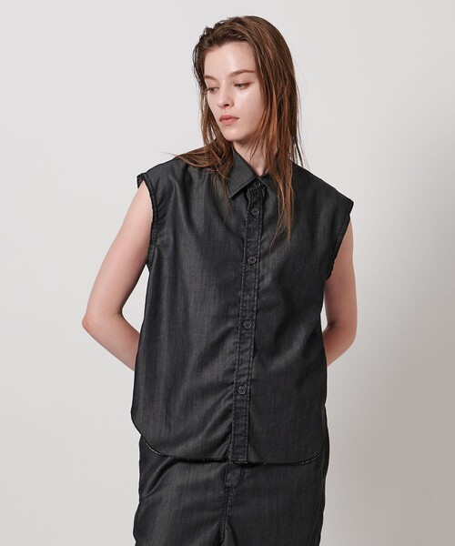 ブラウス シャツ 「ASTRAET」デニムライク ノースリーブシャツ レディース