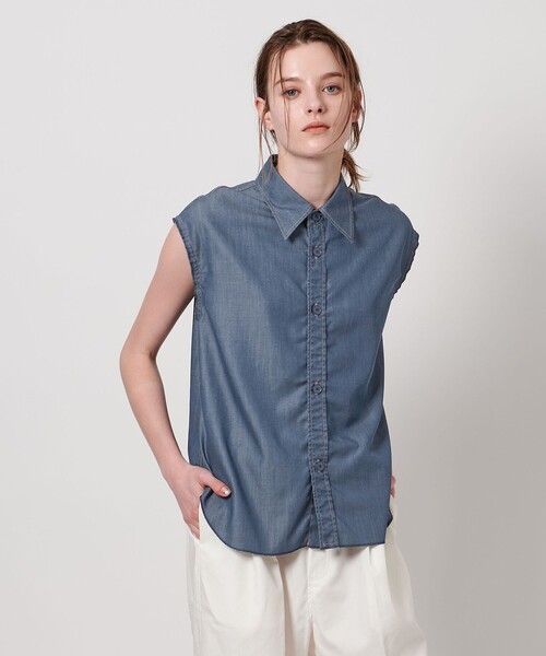 ブラウス シャツ 「ASTRAET」デニムライク ノースリーブシャツ レディース ASTRAET ブラウス シャツ 「ASTRAET」デニムライク ノースリーブ