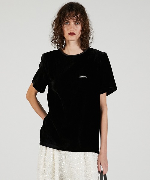 tシャツ 「2025Autumn Pre-Order」ショルダーギャザーベロアTシャツ / Shoulder Gathered Velour T-Sh