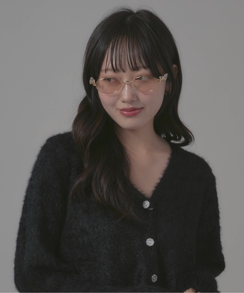 Chick 伊達メガネ メガネ 眼鏡 Diamond Design Rimless Glasses