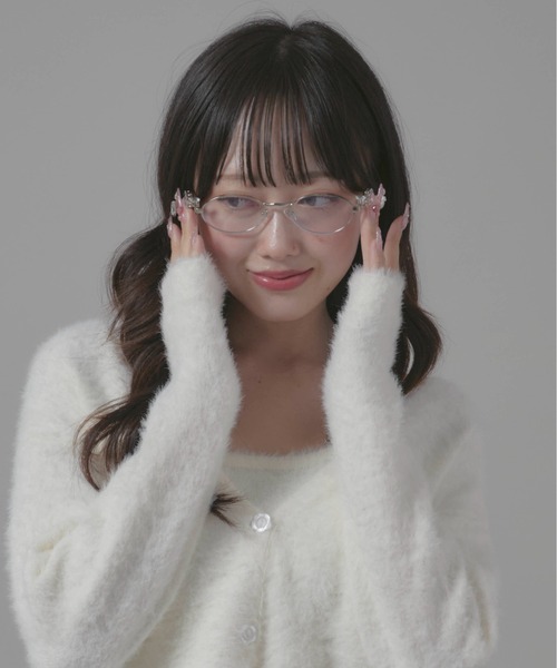 Chick 伊達メガネ メガネ 眼鏡 Diamond Design Rimless Glasses