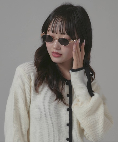 Chick 伊達メガネ メガネ 眼鏡 Diamond Design Rimless Glasses