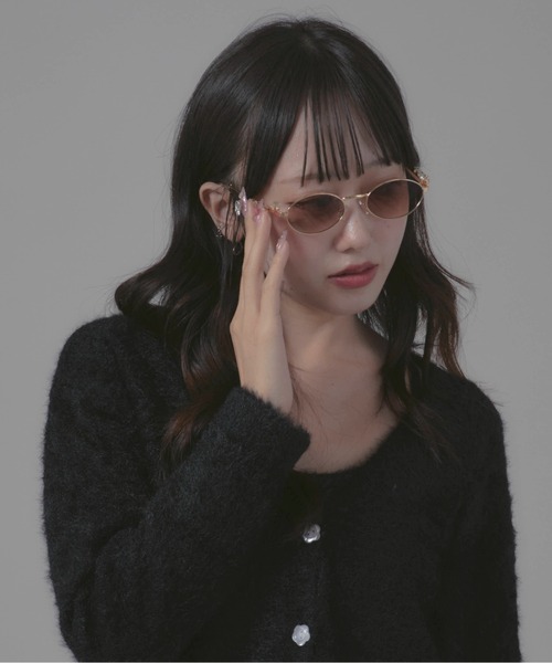 Chick 伊達メガネ メガネ 眼鏡 Diamond Design Rimless Glasses