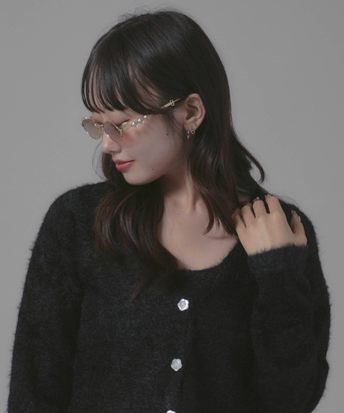 Chick 伊達メガネ メガネ 眼鏡 Diamond Design Rimless Glasses