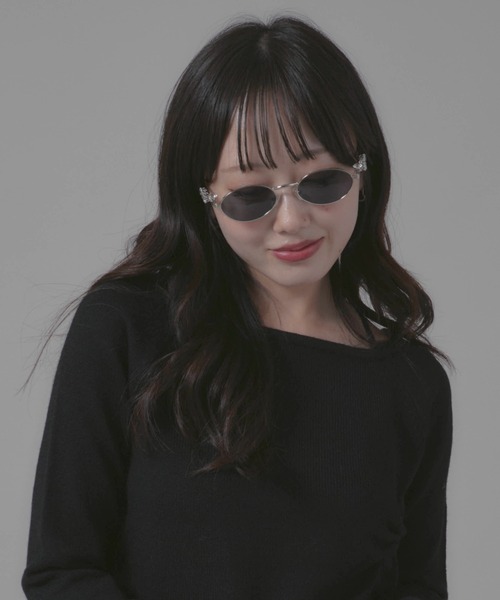 Chick 伊達メガネ メガネ 眼鏡 Diamond Design Rimless Glasses