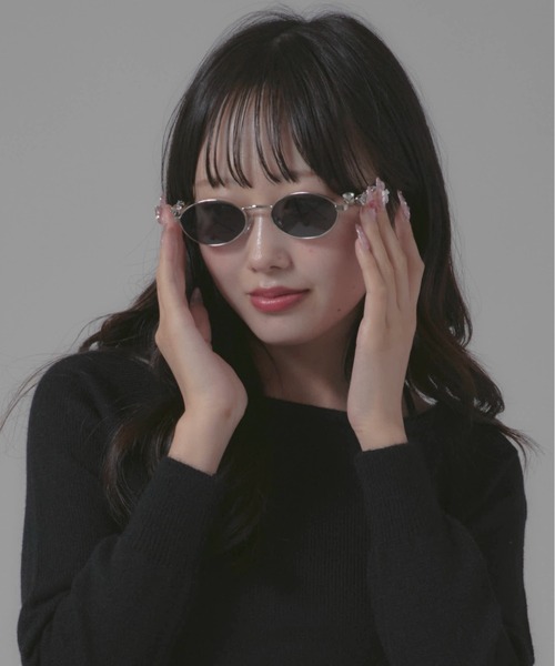 Chick 伊達メガネ メガネ 眼鏡 Diamond Design Rimless Glasses