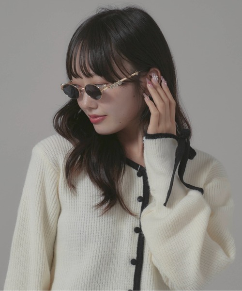 Chick 伊達メガネ メガネ 眼鏡 Diamond Design Rimless Glasses