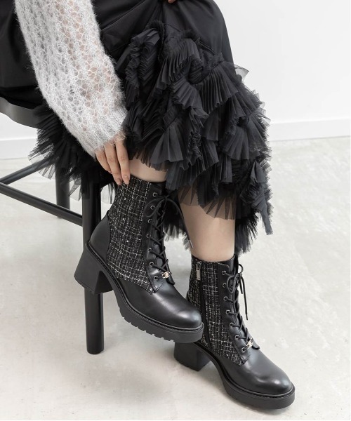 RANDA（ランダ） ブーツ 2WAY モノグラムパーツレースアップショート