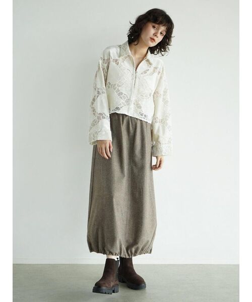 FIKA.（フィーカ） ブラウス シャツ Velour lace jacquard blouse