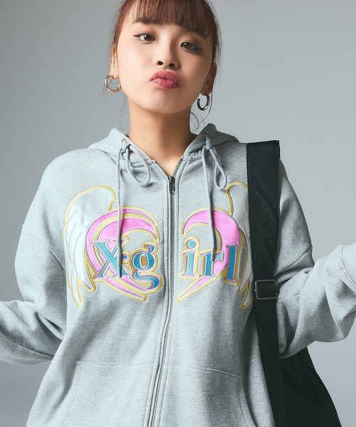 X-girl（エックスガール） パーカー HEART AND WING ZIP UP SWEAT