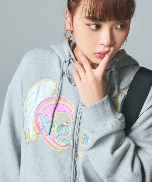 X-girl（エックスガール） パーカー HEART AND WING ZIP UP SWEAT