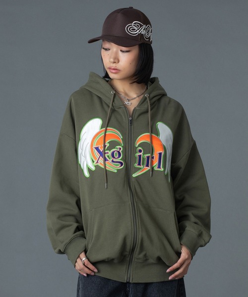 X-girl（エックスガール） パーカー HEART AND WING ZIP UP SWEAT