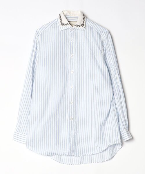 GUCCI（グッチ） ストライプ柄長袖シャツ 36 ブルー レディース