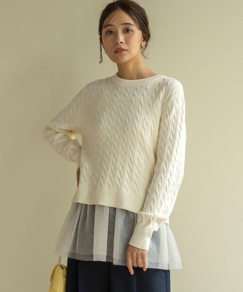 「組曲」 長袖ニット 3 ベージュ レディース_画像2