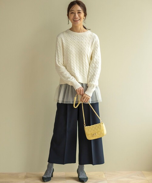 「組曲」 長袖ニット 3 ベージュ レディース_画像4