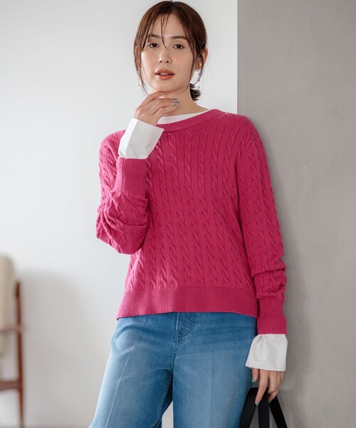 「組曲」 長袖ニット 3 ベージュ レディース_画像9