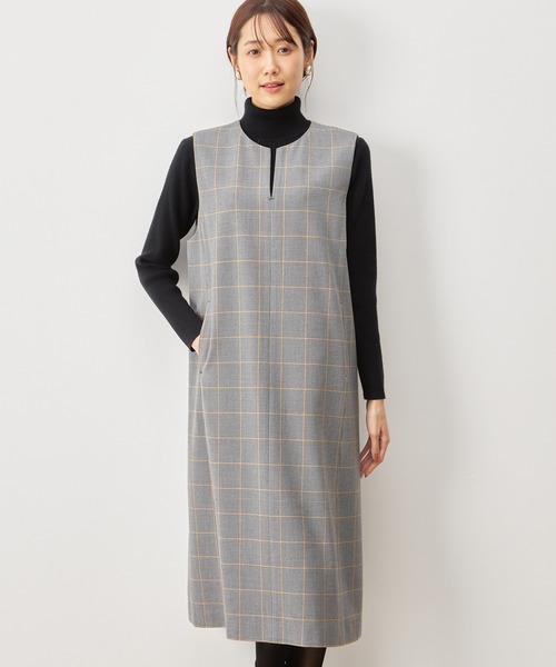 「Petit Honfleur」 サロペットスカート 11号 チャコールグレー レディース_画像4