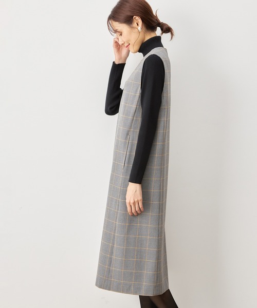 「Petit Honfleur」 サロペットスカート 11号 チャコールグレー レディース_画像5