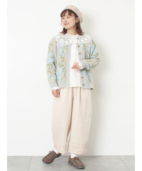Samansa Mos2（サマンサモスモス） カーディガン ループ花柄ジャガード
