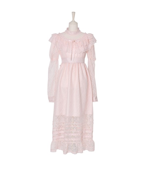 Fiorforte Rosy doll lace onepiece ホワイト Fiorforte ワンピース lace ribbon vintage dress : ZOZOTOWN Yahoo!店