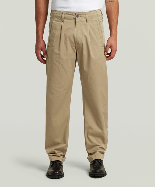 ワイドパンツ チノパン Pleated Loose Tapered Chino/フロントプリーツルーズテーパードチノパンツ メンズ