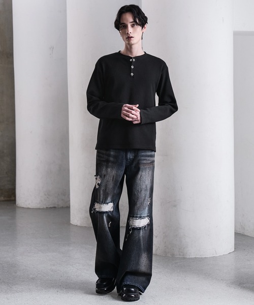 CLEL（クレイル） ヘンリーネック tシャツ メンズ レディース CLEL ヘンリーネック
