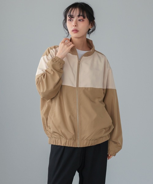 itto ブルゾン アウター 配色スタンドカラージップアップブルゾン