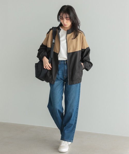 itto ブルゾン アウター 配色スタンドカラージップアップブルゾン