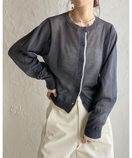 DOUBLE STANDARD CLOTHING リネン混ショート丈カーディガン DOUBLE STANDARD CLOTHING - DOUBLE STANDARD CLOTHING リネン混